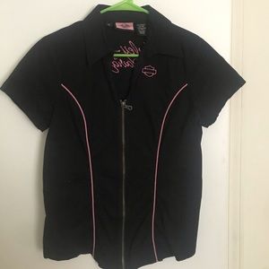 Harley Davidson short sleeved zip up